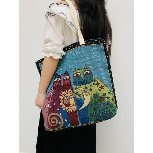 Lovely Cat Art Series Embroidery Shoulder Bag