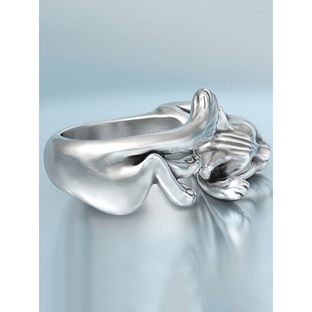 Lovely Cat Carving Adjustable Ring