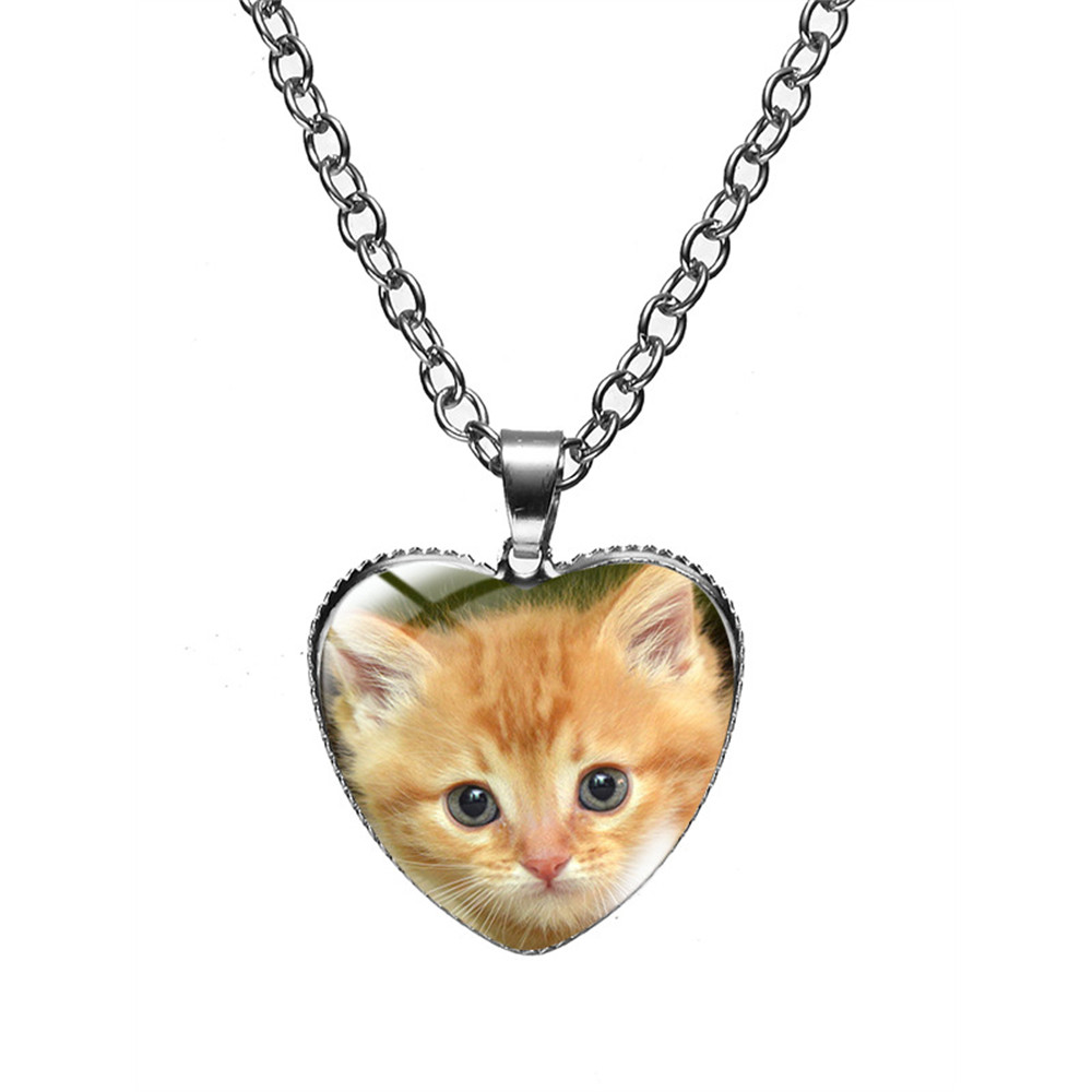 Lovely Cat Heart Pendant Necklace