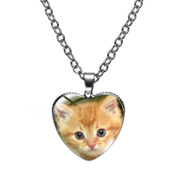 Lovely Cat Heart Pendant Necklace