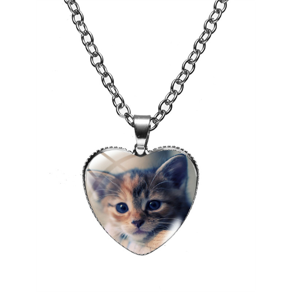 Lovely Cat Heart Pendant Necklace