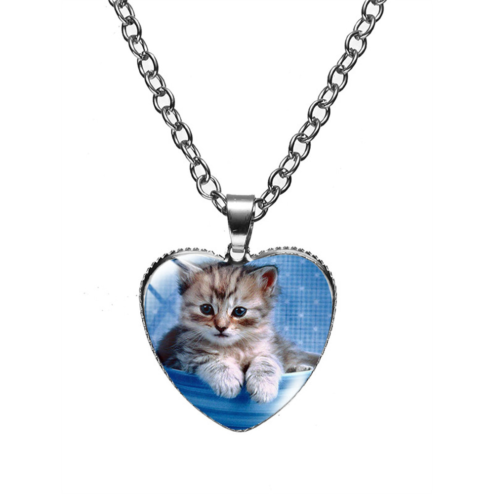 Lovely Cat Heart Pendant Necklace