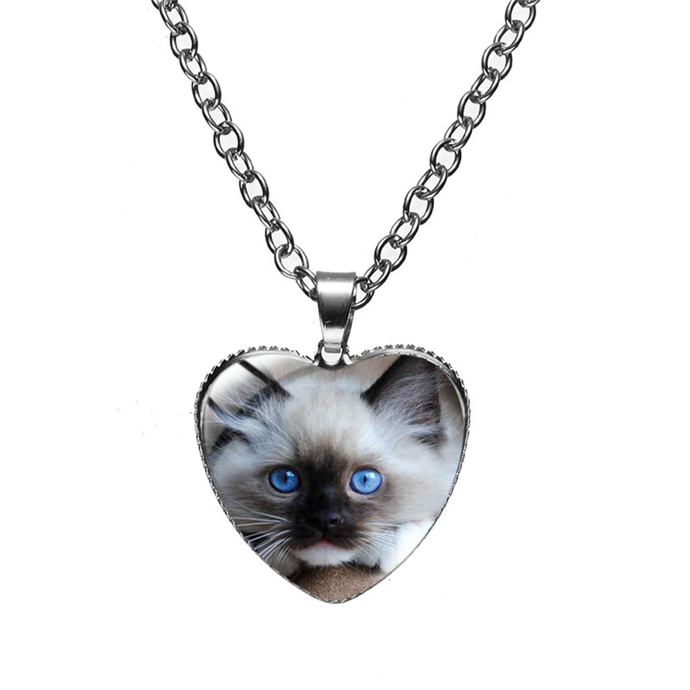 Lovely Cat Heart Pendant Necklace