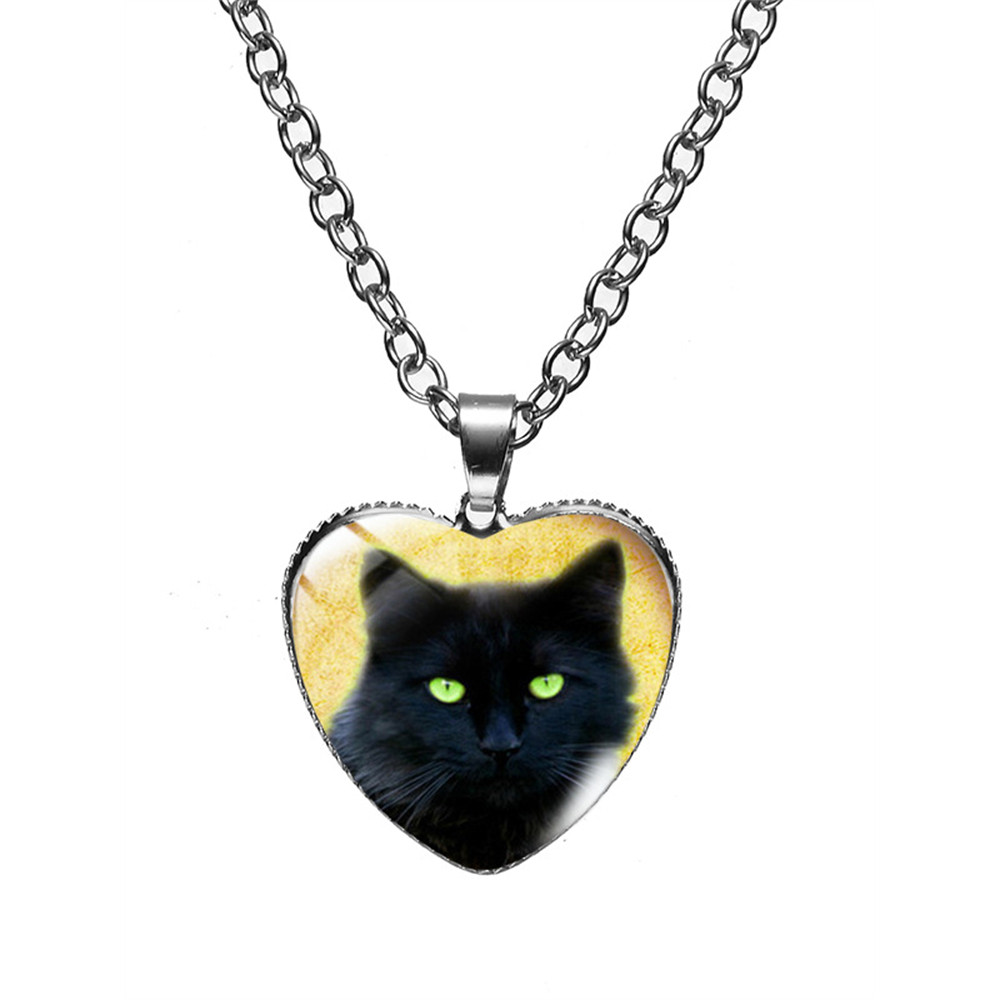 Lovely Cat Heart Pendant Necklace