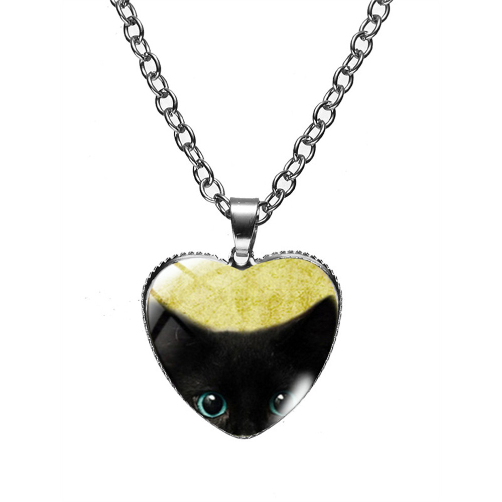 Lovely Cat Heart Pendant Necklace