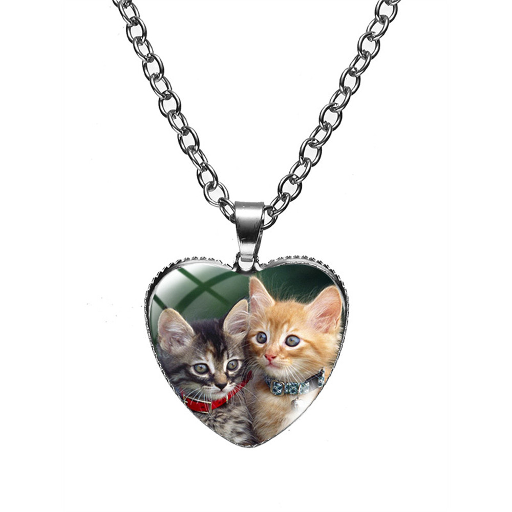 Lovely Cat Heart Pendant Necklace