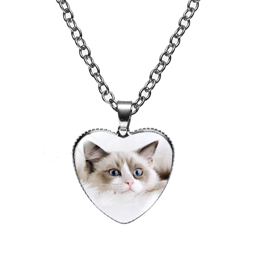 Lovely Cat Heart Pendant Necklace