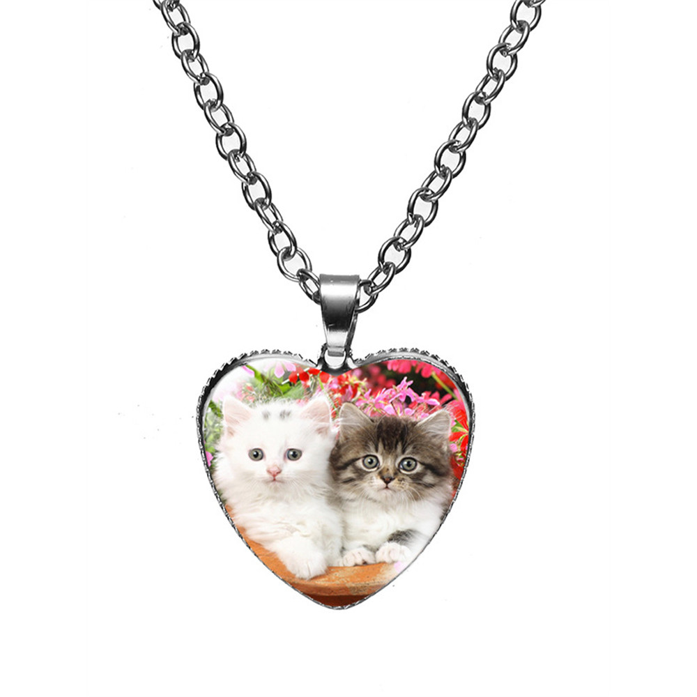 Lovely Cat Heart Pendant Necklace