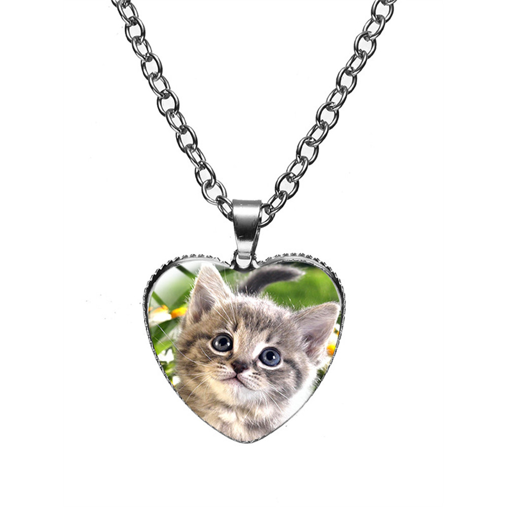 Lovely Cat Heart Pendant Necklace