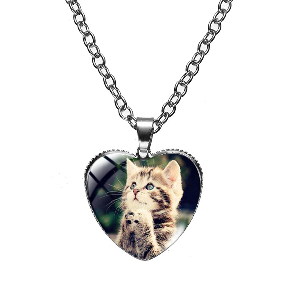 Lovely Cat Heart Pendant Necklace