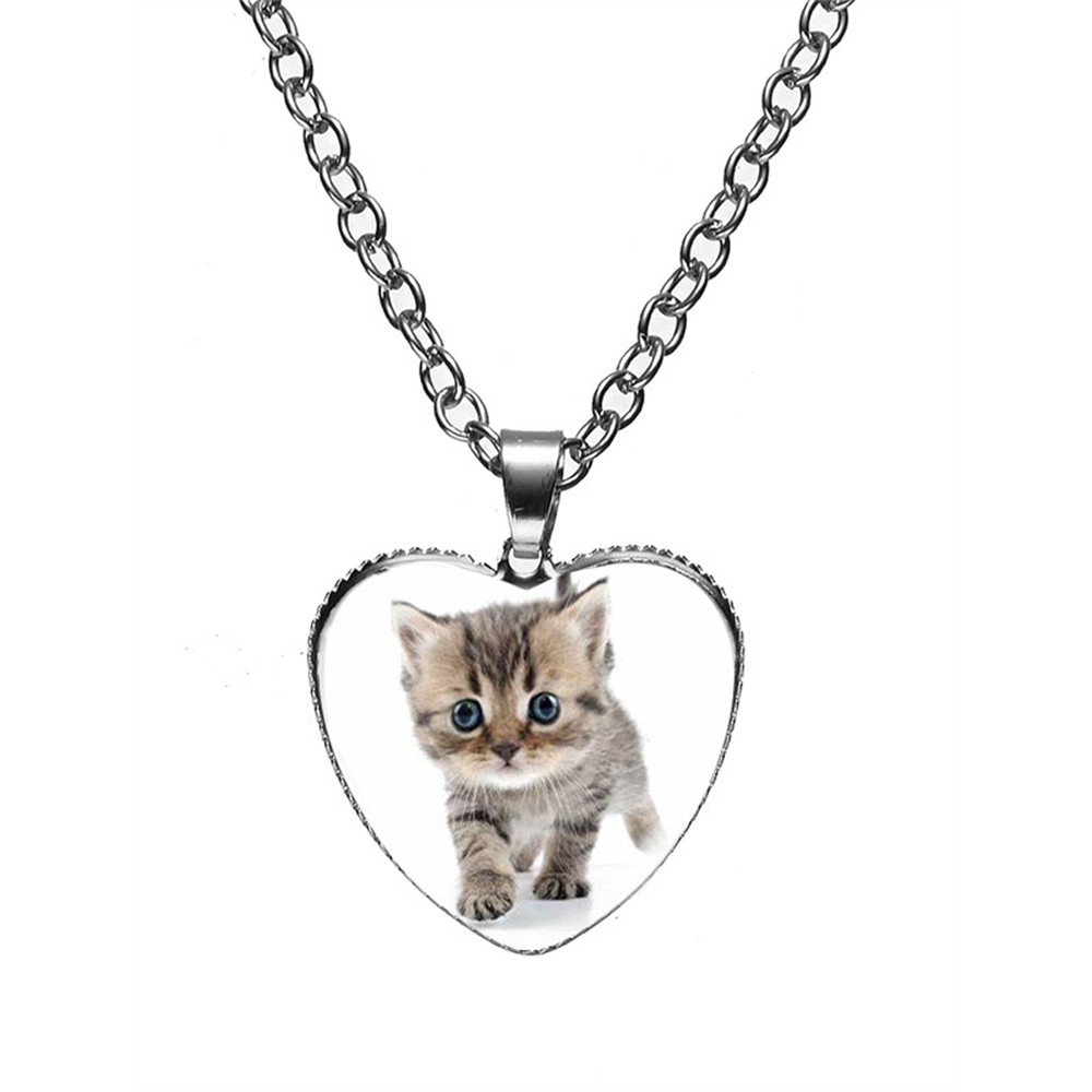 Lovely Cat Heart Pendant Necklace
