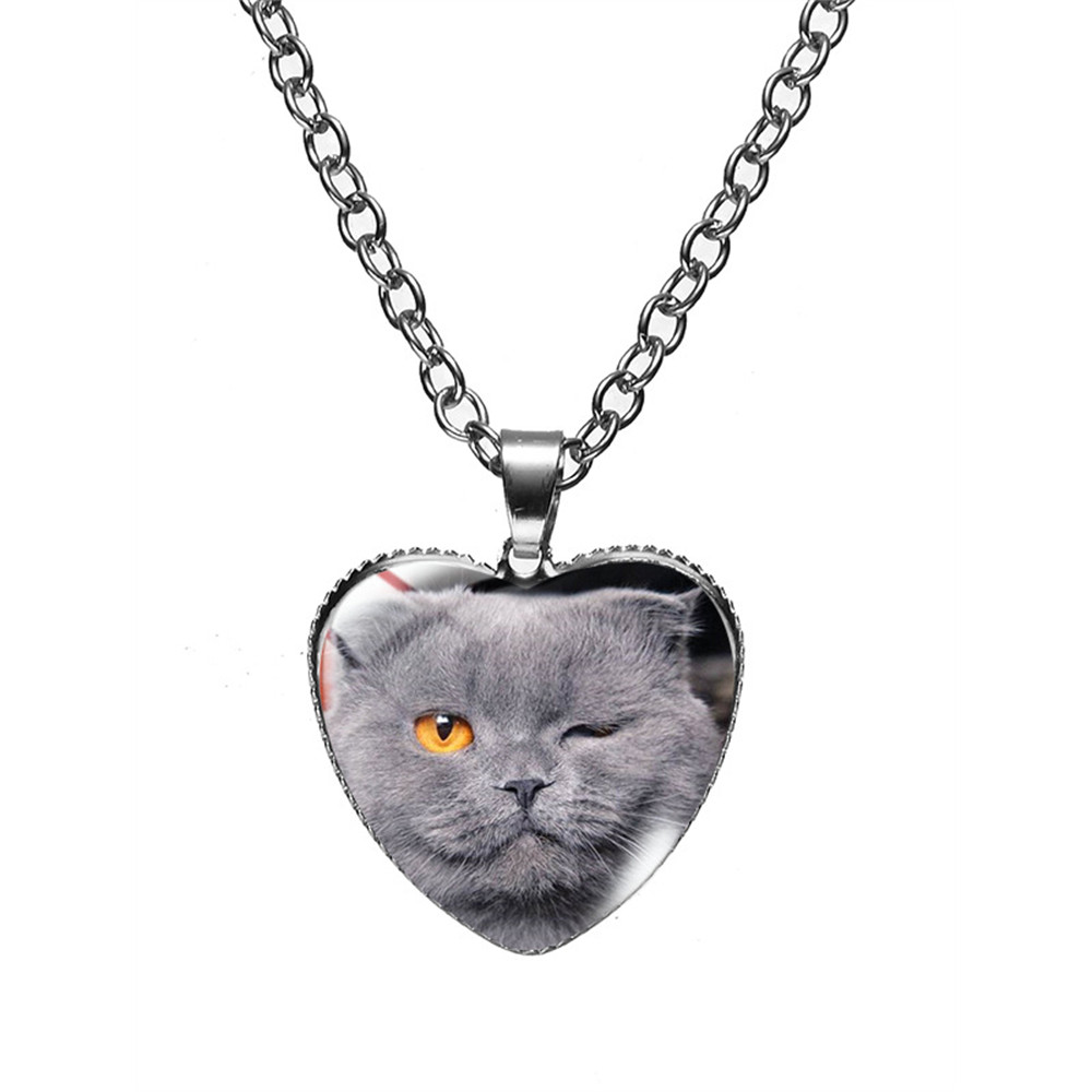 Lovely Cat Heart Pendant Necklace
