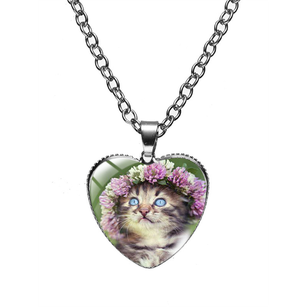 Lovely Cat Heart Pendant Necklace