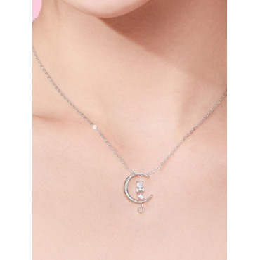 Lovely Cat On The Moon Necklace