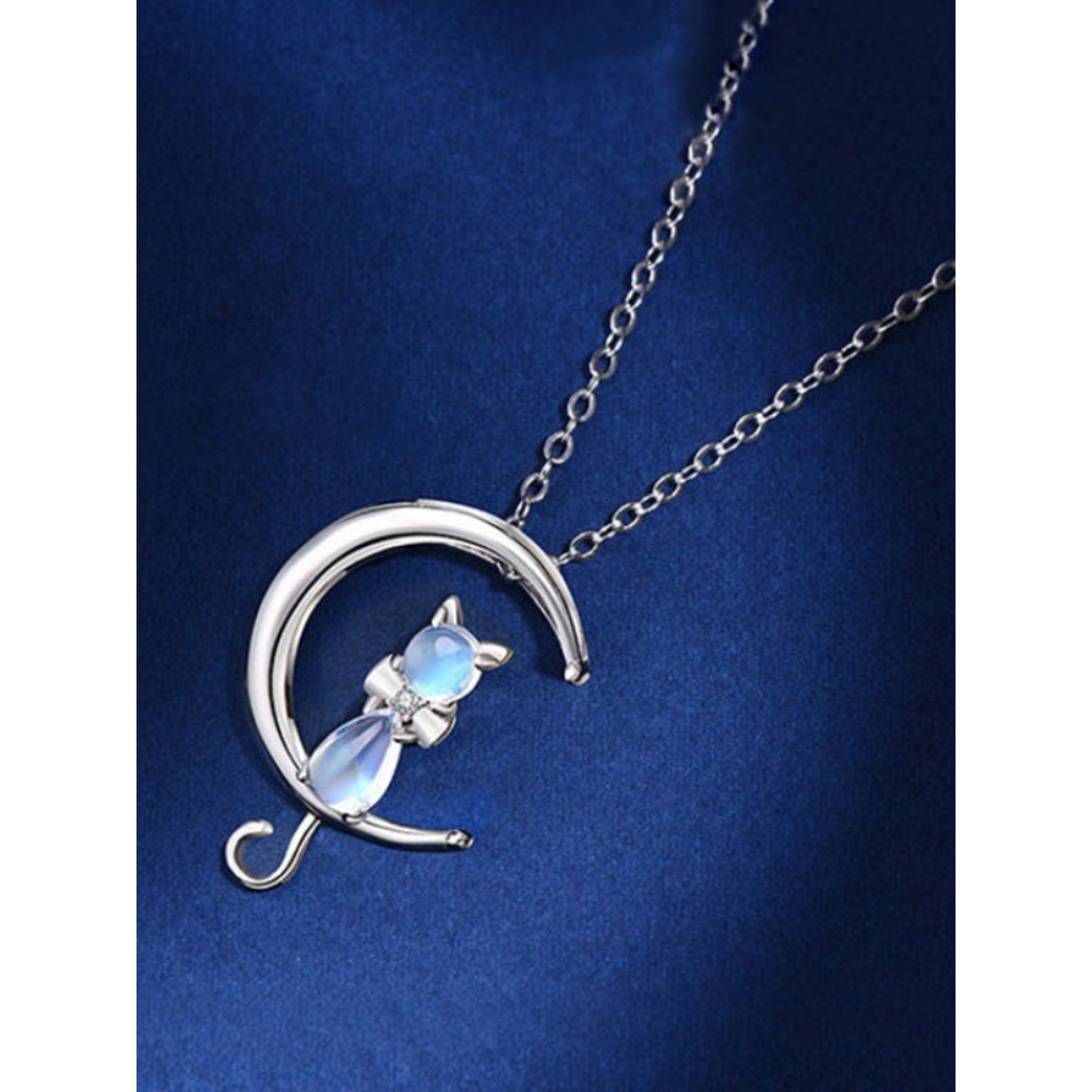 Lovely Cat On The Moon Necklace