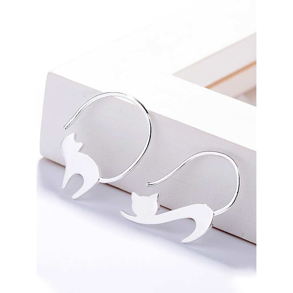 Lovely Cat Silver Earring