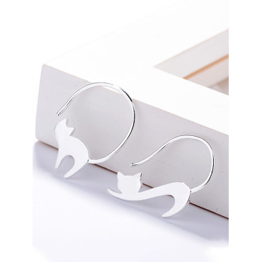 Lovely Cat Silver Earring