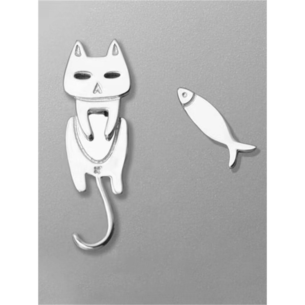 Lovely Cat & Fish Carved Earrings