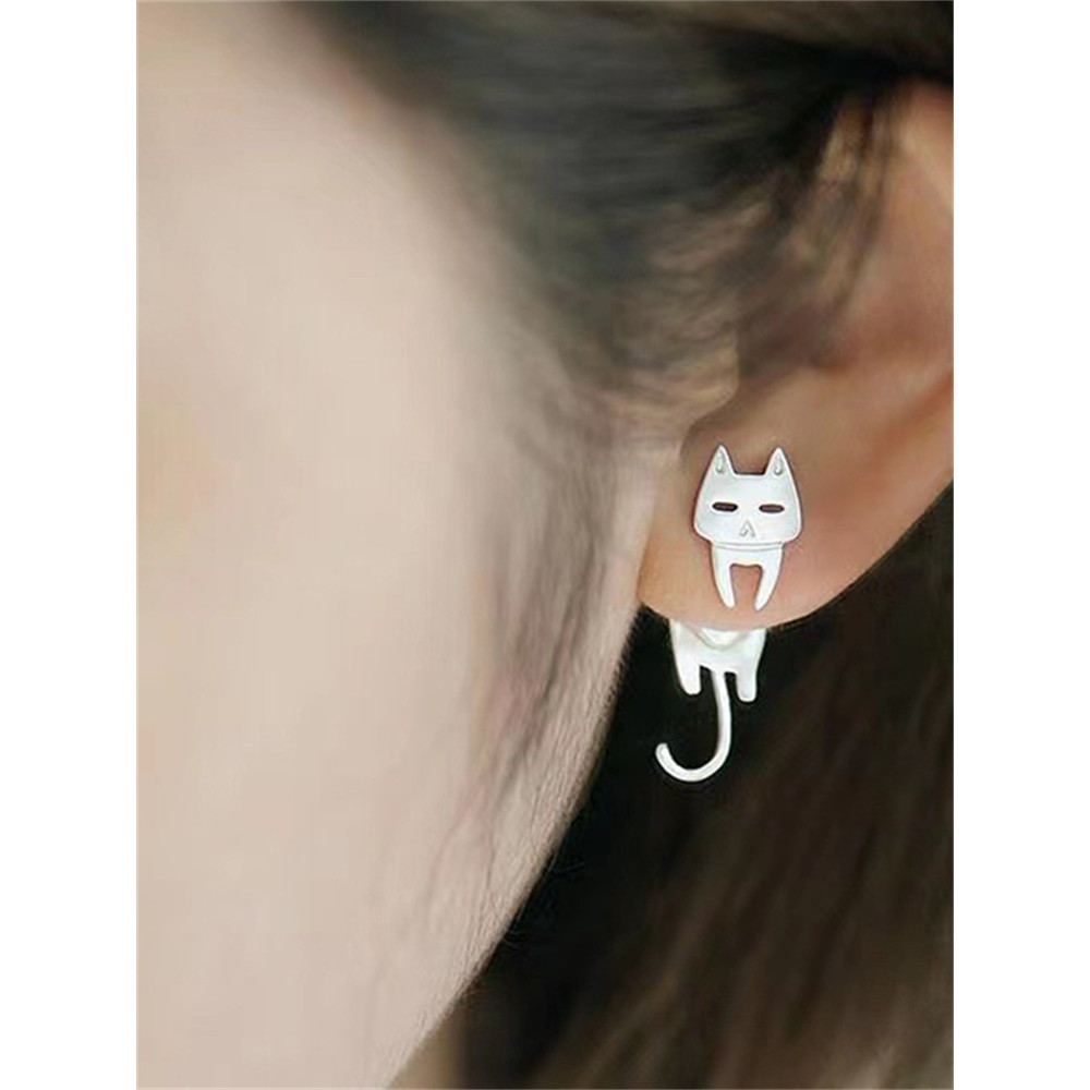 Lovely Cat & Fish Carved Earrings