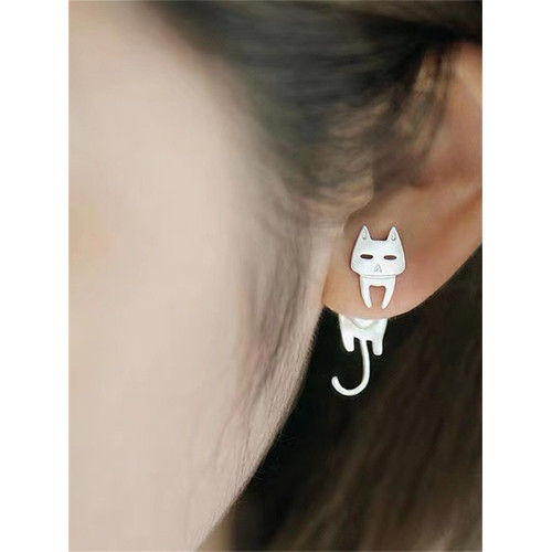 Lovely Cat & Fish Carved Earrings