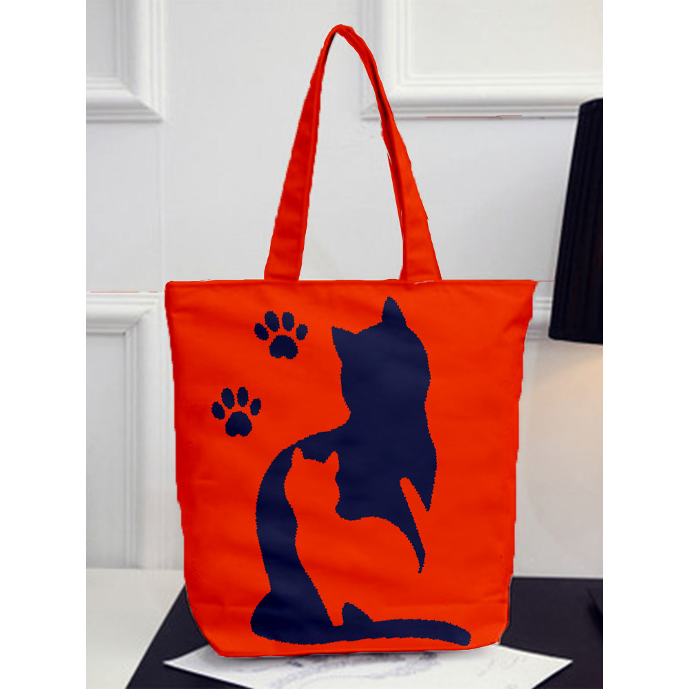 Lovely Cats & Paws Graphic Tote Bag