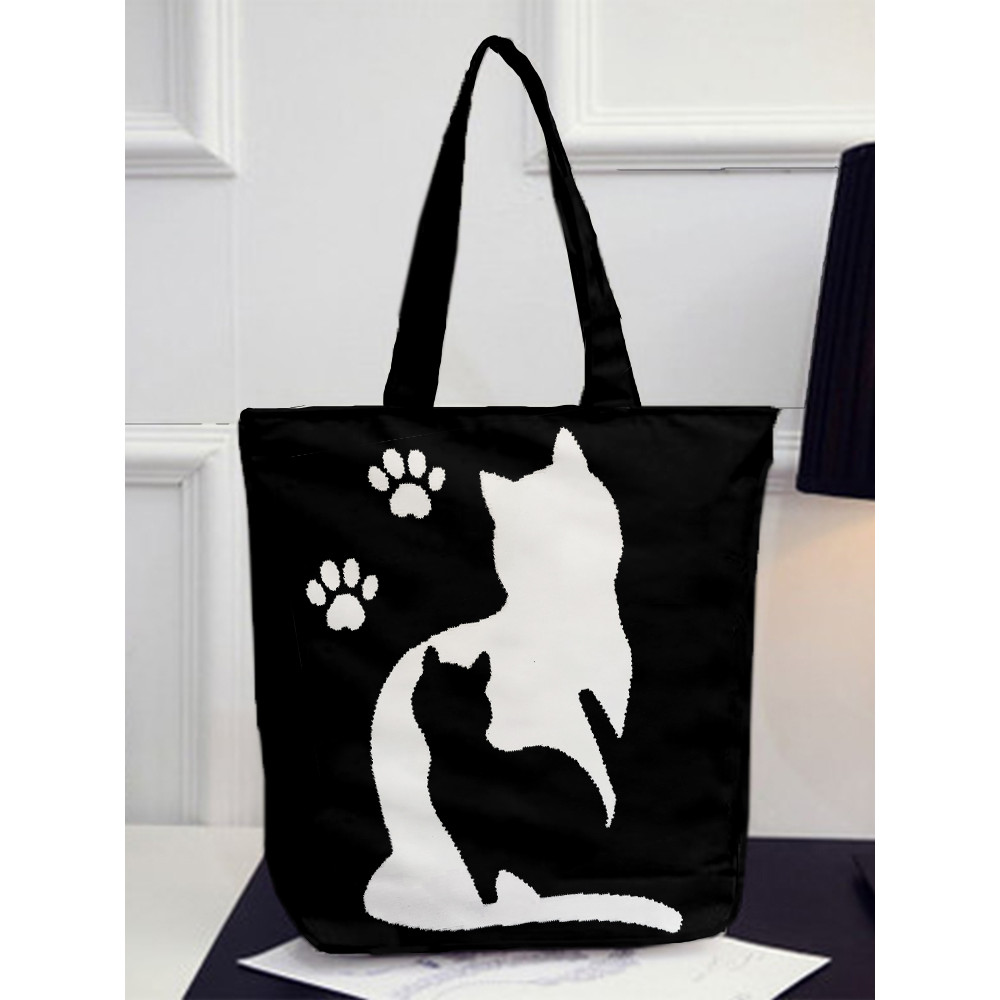 Lovely Cats & Paws Graphic Tote Bag