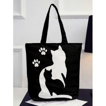 Lovely Cats & Paws Graphic Tote Bag