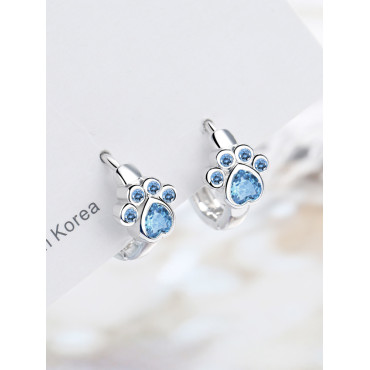 Lovely Pet Paw Silver Earrings