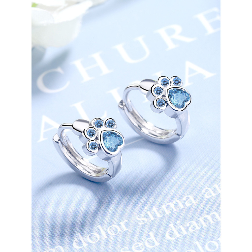 Lovely Pet Paw Silver Earrings