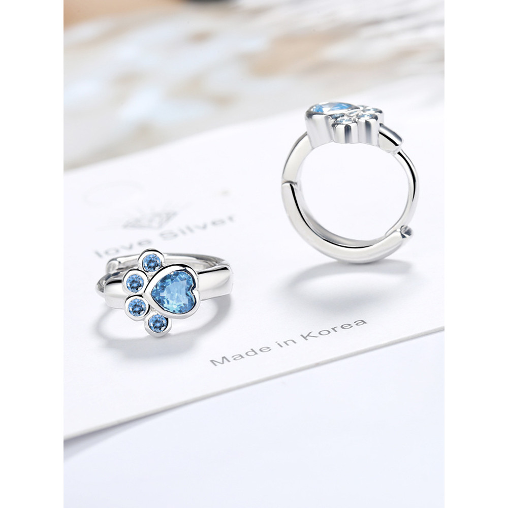 Lovely Pet Paw Silver Earrings