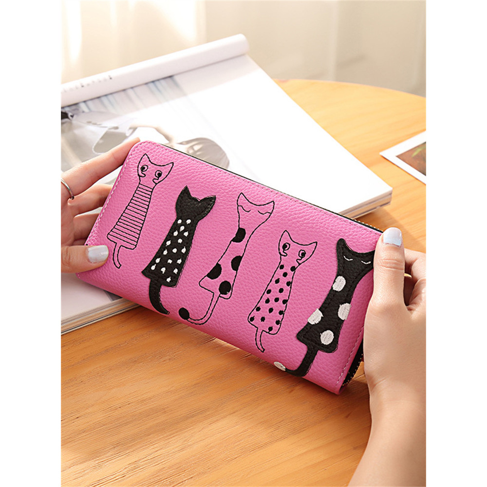 Lovely Polka Dot Cats Patch Utility Purse