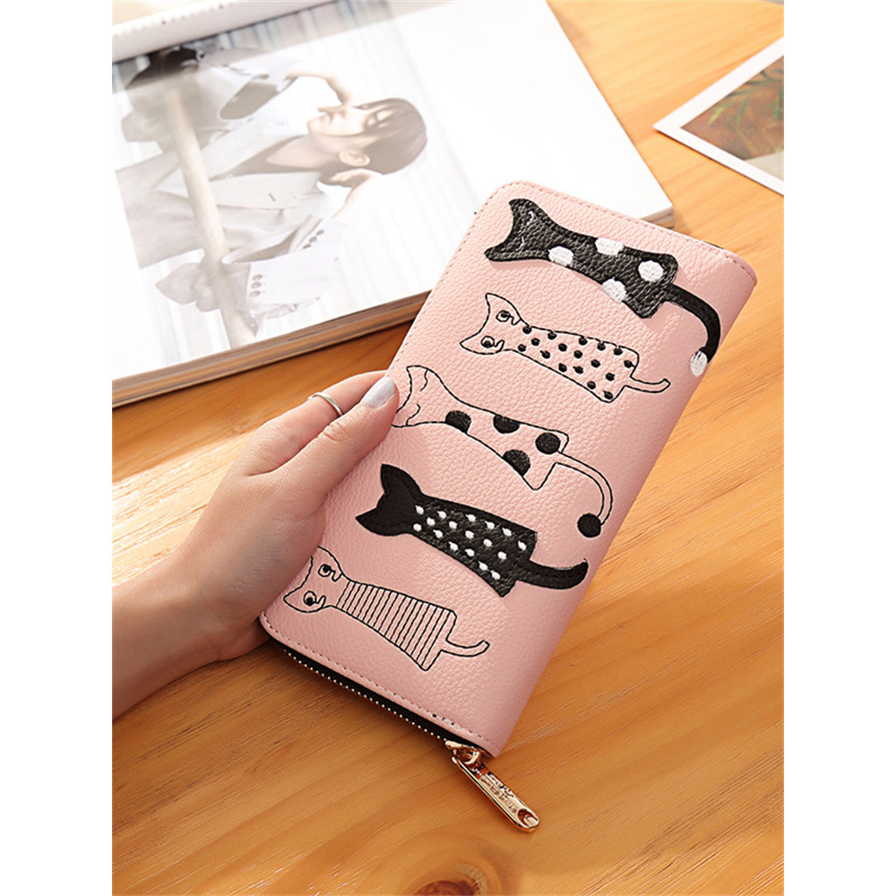 Lovely Polka Dot Cats Patch Utility Purse