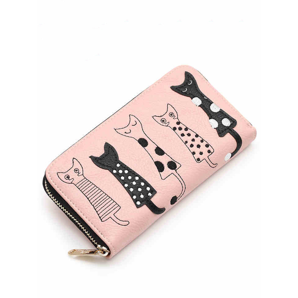 Lovely Polka Dot Cats Patch Utility Purse