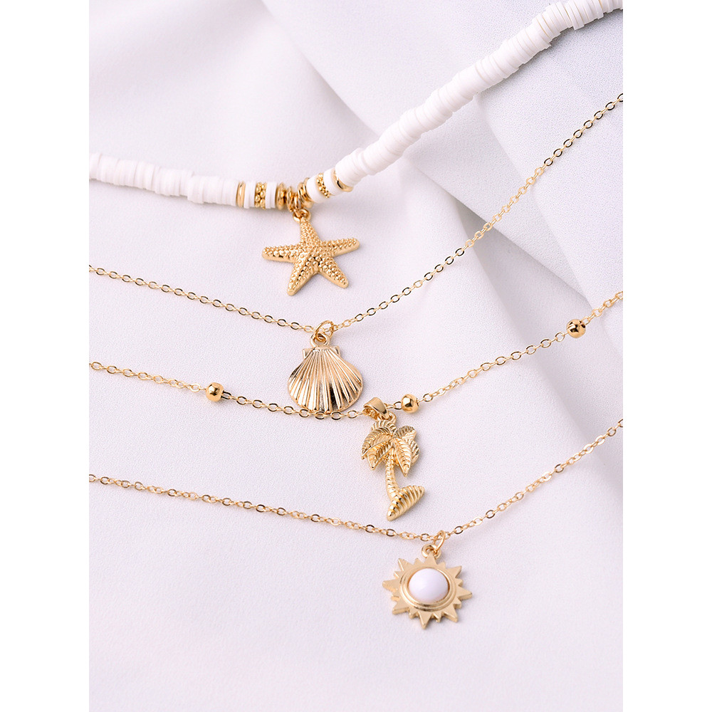 Marine Element Soft Pottery Multilayer Necklace