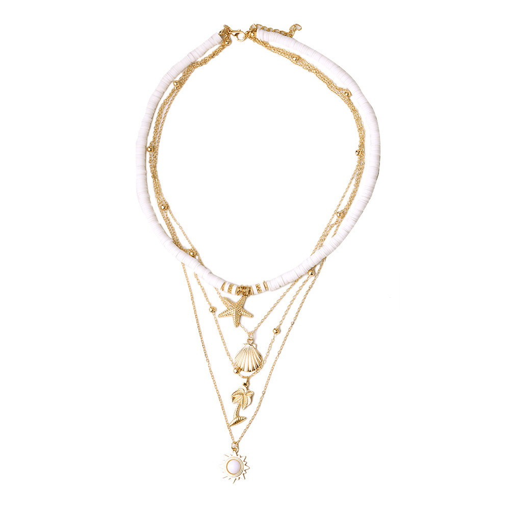 Marine Element Soft Pottery Multilayer Necklace