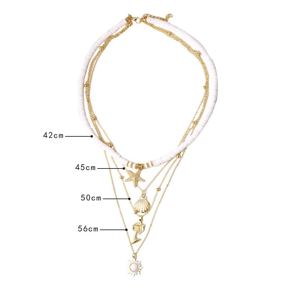 Marine Element Soft Pottery Multilayer Necklace