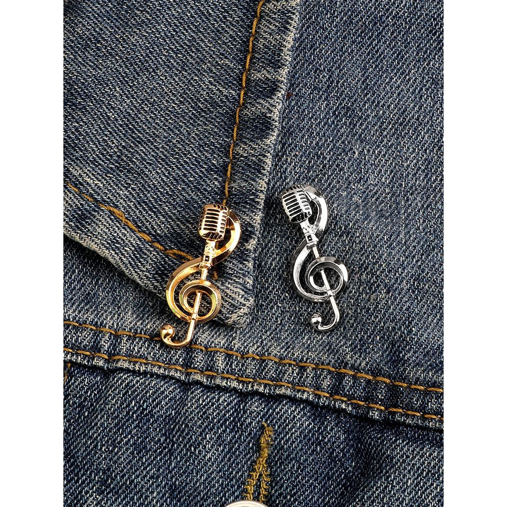 Microphone Inspired Treble Clef Brooch
