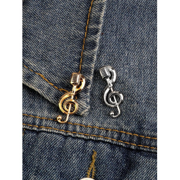 Microphone Inspired Treble Clef Brooch