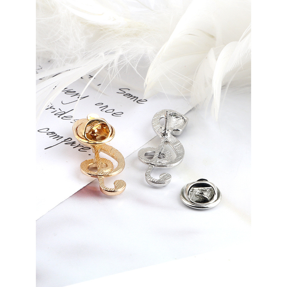 Microphone Inspired Treble Clef Brooch