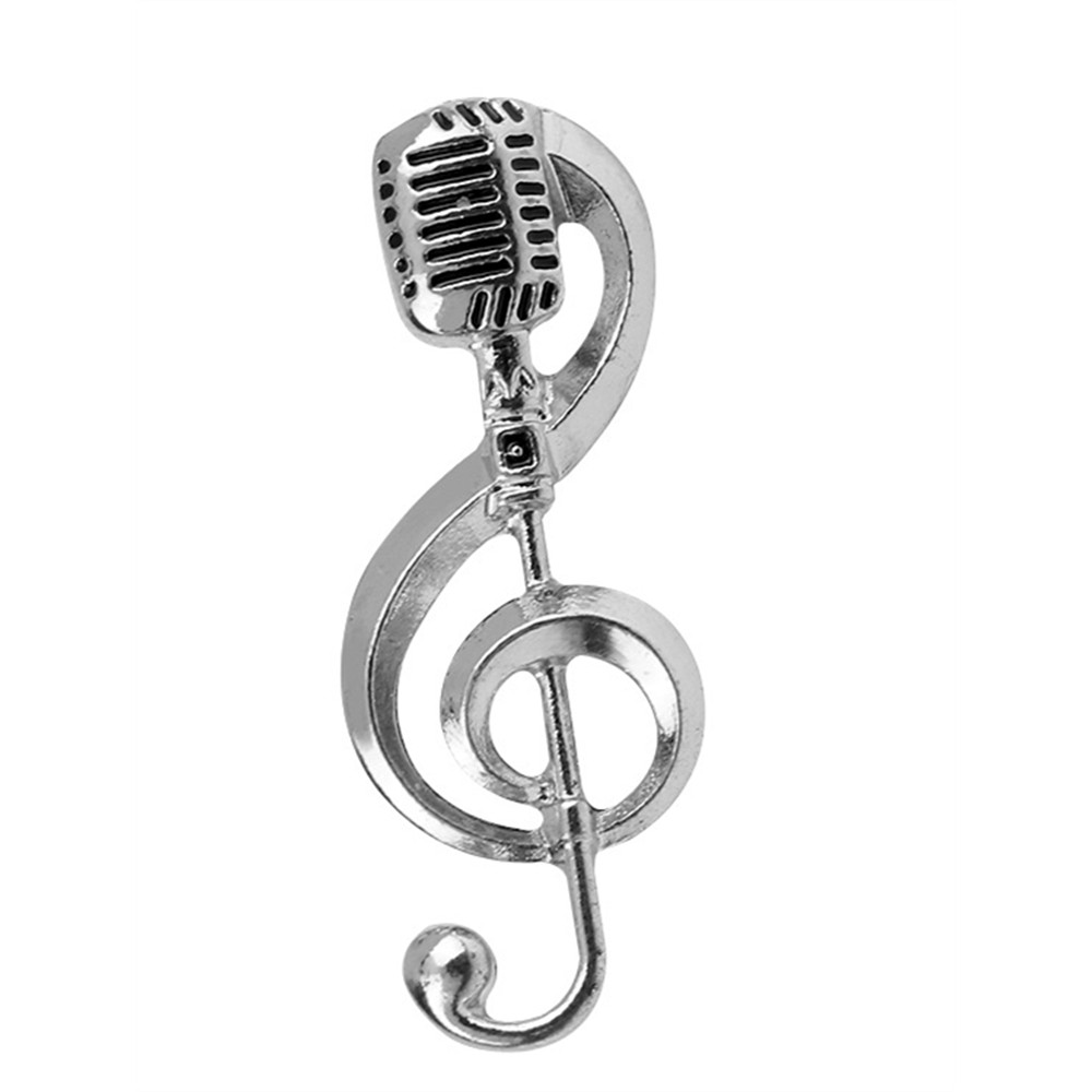 Microphone Inspired Treble Clef Brooch