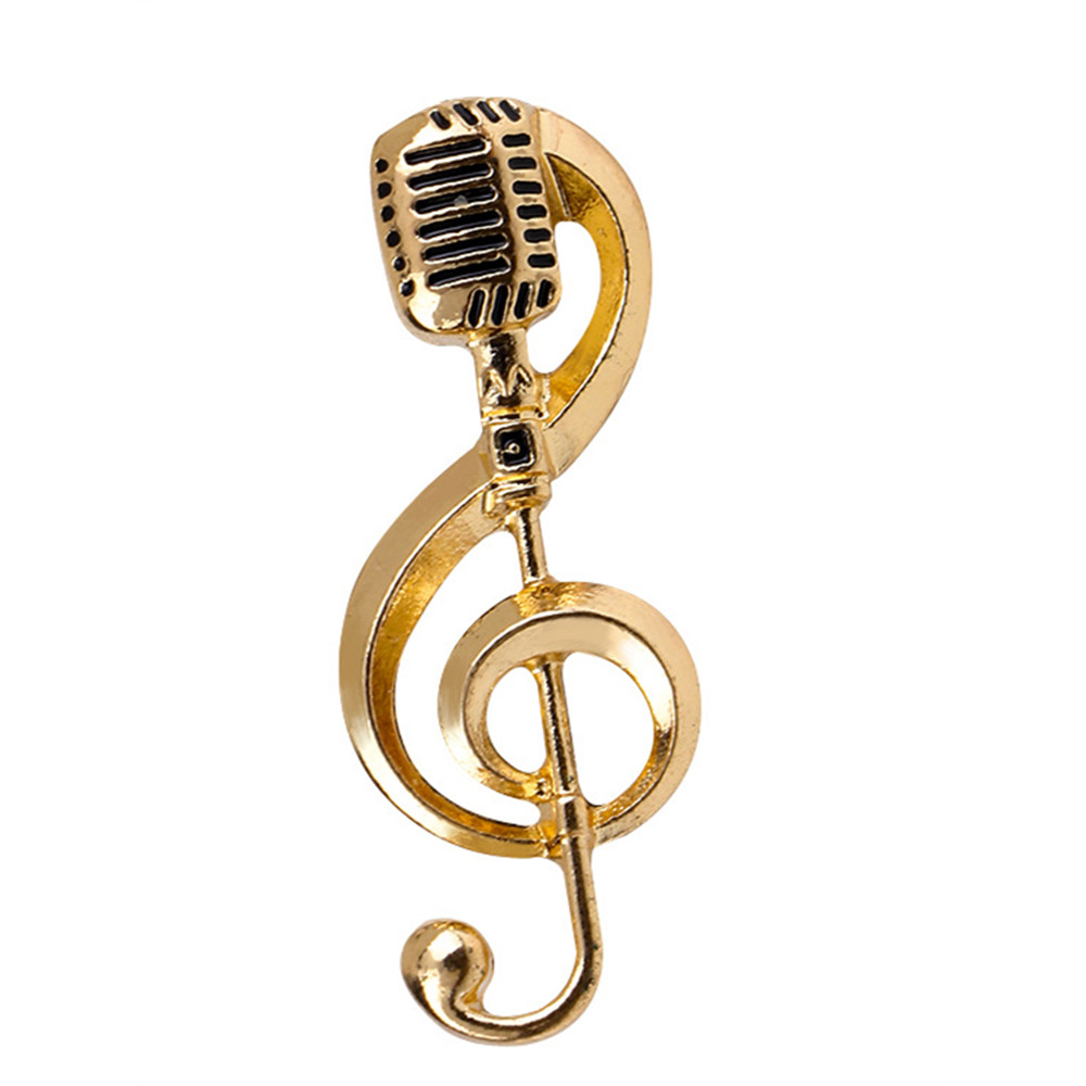 Microphone Inspired Treble Clef Brooch