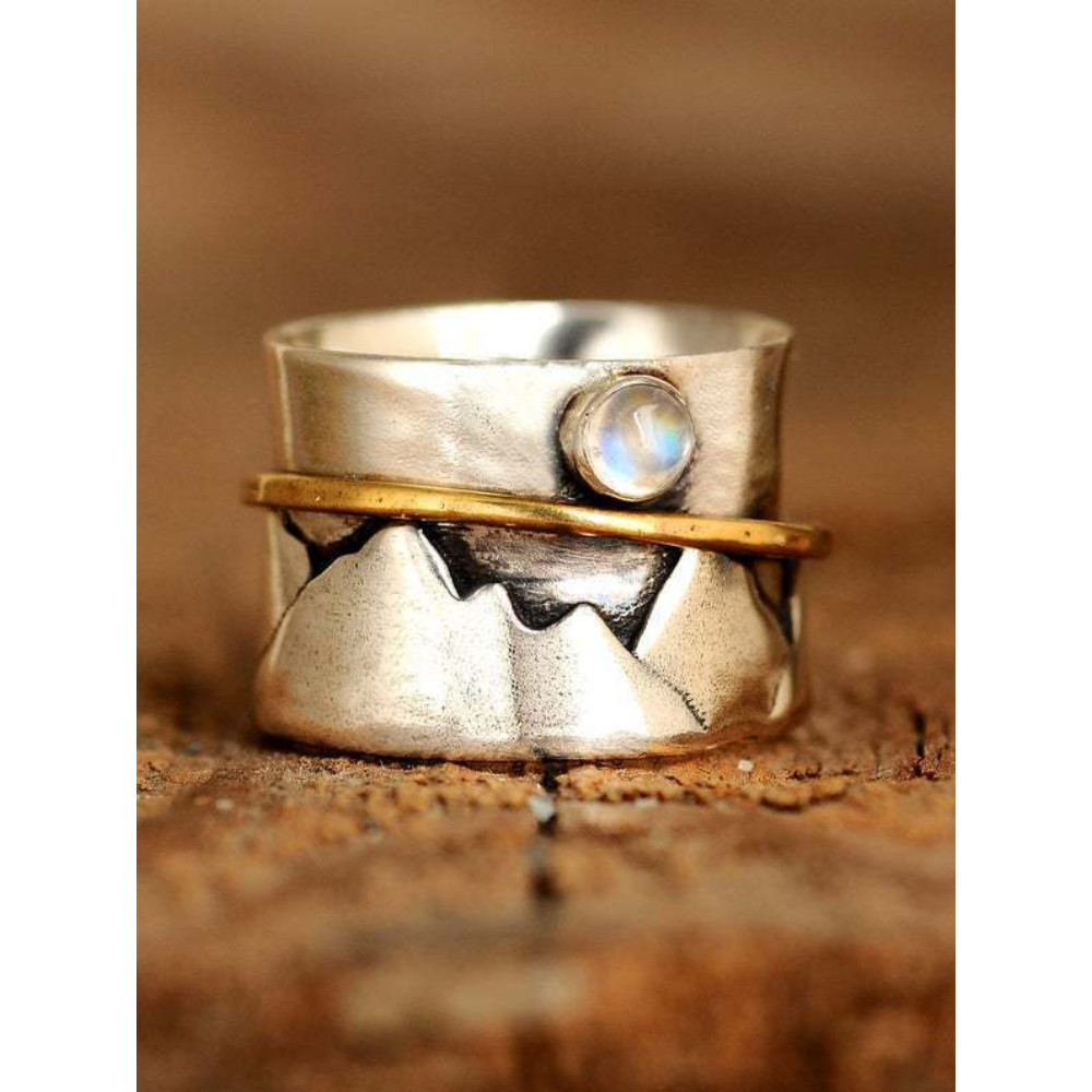 Mountains Inspired Moonstone Studded Ring