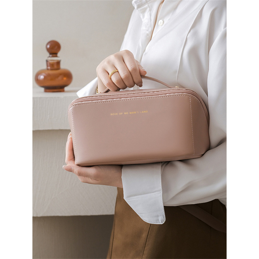 Multi Compartment Soft Leather Cosmetic Bag