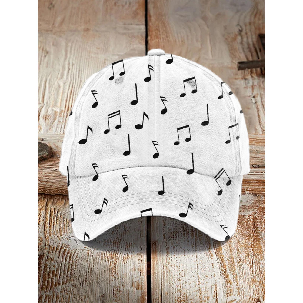 Musical Notes Print Music Lover Essential Cap