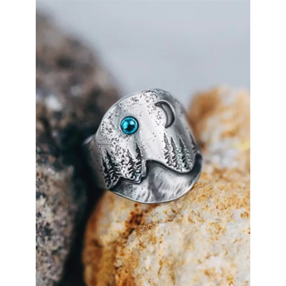 Night Landscape Rhinestone Studded Ring