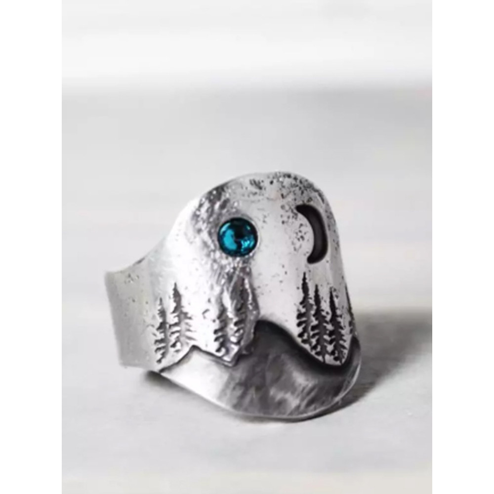 Night Landscape Rhinestone Studded Ring