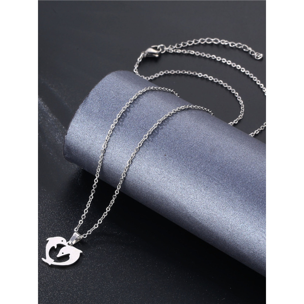 Ocean Inspired Dolphin Love Pendant Necklace