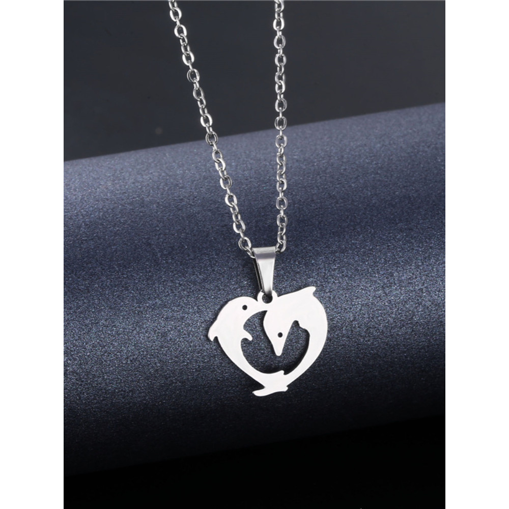 Ocean Inspired Dolphin Love Pendant Necklace