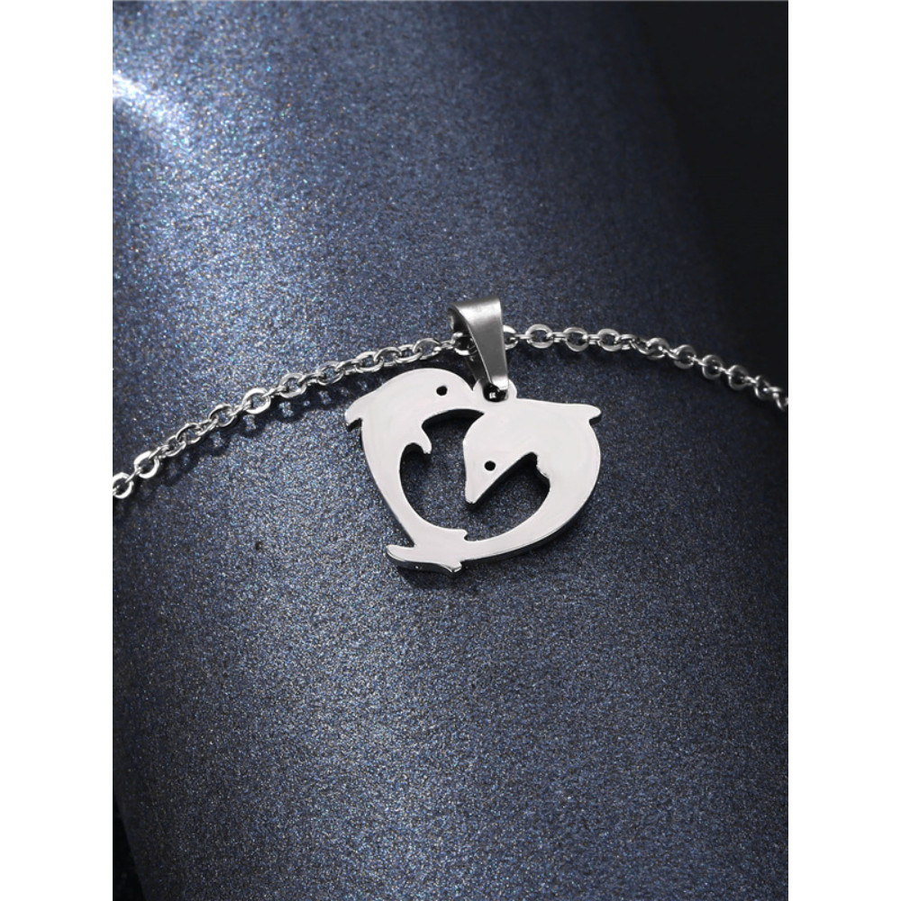 Ocean Inspired Dolphin Love Pendant Necklace