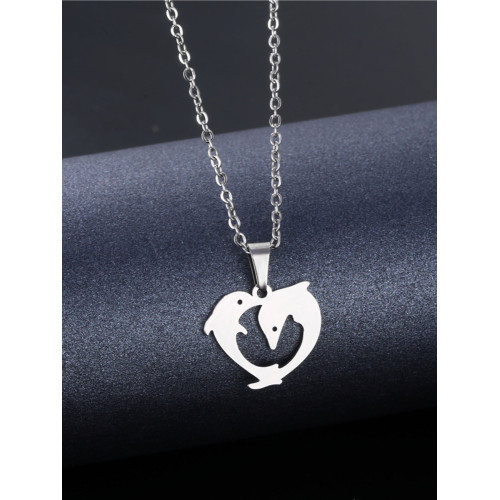 Ocean Inspired Dolphin Love Pendant Necklace